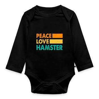 Peace Love Hamster Animal Owner Hamster Lover Pet - Baby Bio-Langarm-Body - Schwarz - Vorne