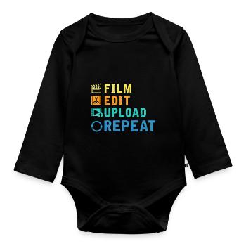 Filmemacher Editor Kameramann Youtuber Filmemacher - Baby Bio-Langarm-Body - Schwarz - Vorne