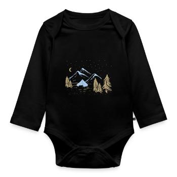 Gift idea - Camping Camper camping Nature - Organic Longsleeve Baby Bodysuit - black - Front