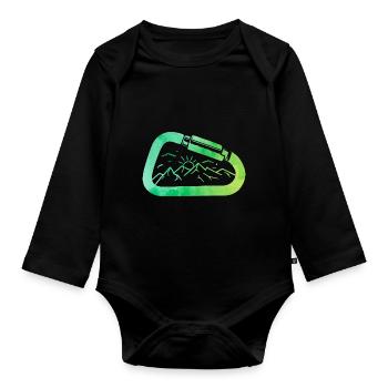 Retro Graphic Climbing Bouldering Rock Climber Mou - Baby Bio-Langarm-Body - Schwarz - Vorne