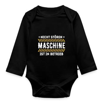 Nicht Stören lustiger Gym Spruch T-shirt - Baby Bio-Langarm-Body - Schwarz - Vorne