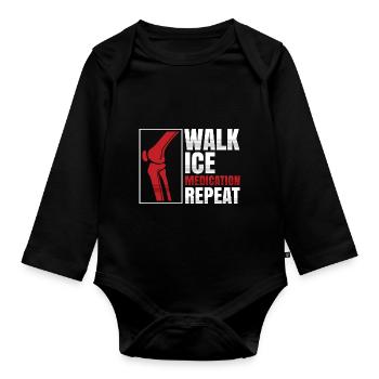 Walk Ice Medication Repeat - Baby Bio-Langarm-Body - Schwarz - Vorne