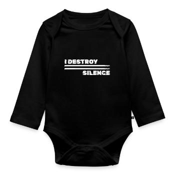 Battery, I destroy the silence - Organic Longsleeve Baby Bodysuit - black - Front