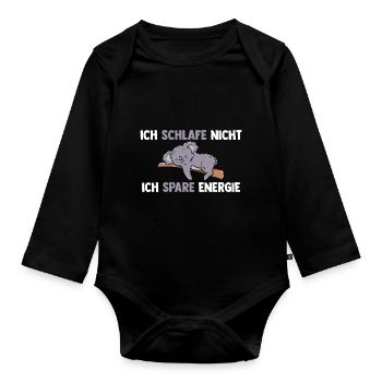 Ich Schlafe Nicht Ich Spare Energie Koala - Baby Bio-Langarm-Body - Schwarz - Vorne