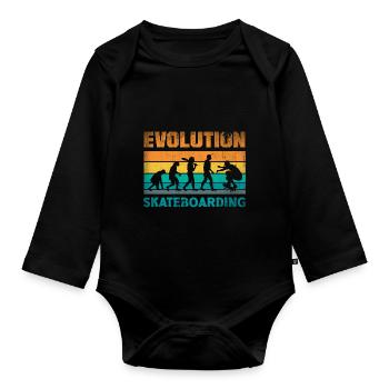 Evolution Skateboarding Skate Retro Streetwear - Organic Longsleeve Baby Bodysuit - black - Front