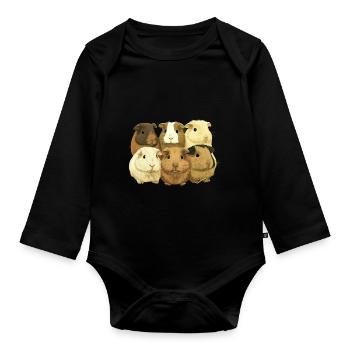 Meerschweinchen für eine Meerschweinchen - Baby Bio-Langarm-Body - Schwarz - Vorne