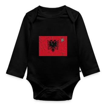 Albania - Organic Longsleeve Baby Bodysuit - black - Front