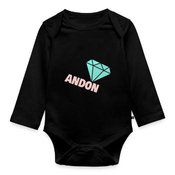 Kostbar Diamant Edel Style Andon - Baby Bio-Langarm-Body - Schwarz - Vorne