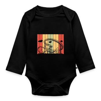 Roller Coaster Retro Amusement Park Vintage Theme - Organic Longsleeve Baby Bodysuit - black - Front