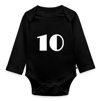 10. 10 ANS. 10e ANNIVERSAIRE. ANNIVERSAIRE 10 ANS. - Body Bébé bio manches longues - noir - Devant