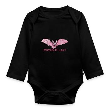 Midnight Lady / Bat / Baby / Gothic / Night - Organic Longsleeve Baby Bodysuit - black - Front