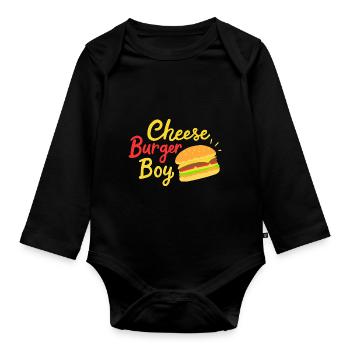 Cheeseburger Boy - Baby Bio-Langarm-Body - Schwarz - Vorne