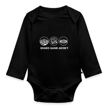 boardgame chess backgammon game night - Baby Bio-Langarm-Body - Schwarz - Vorne