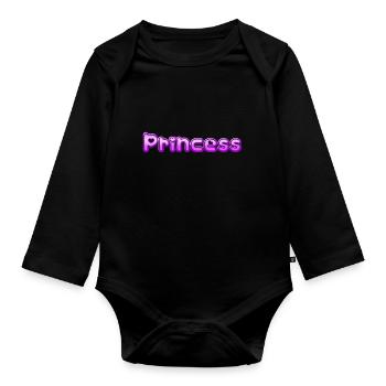 Text Princess - Baby Bio-Langarm-Body - Schwarz - Vorne