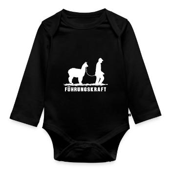 Führungskraft Alpaka Lama witzig - Baby Bio-Langarm-Body - Schwarz - Vorne