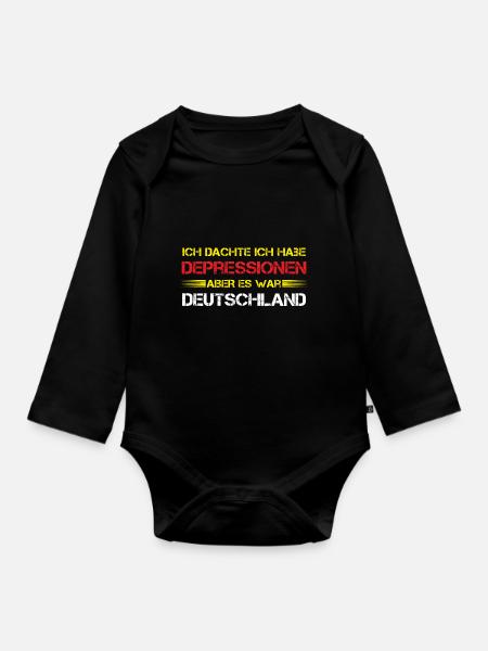 Ich dachte ich habe Depressionen es war Deutschtla - Baby Bio-Langarm-Body - Schwarz