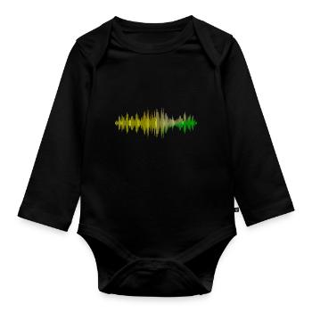 Schallwellen Musikwelle Vintage Retro DJ Herz Scheibe - Baby Bio-Langarm-Body - Schwarz - Vorne