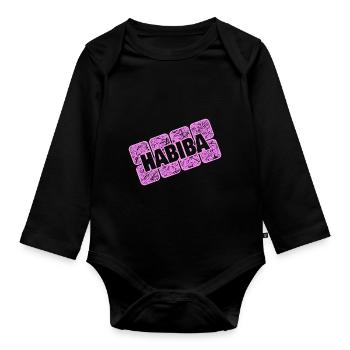 Nom jour Habiba - Body Bébé bio manches longues - noir - Devant