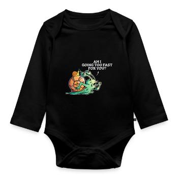 Amoureux des escargots, je marche lentement trop vite - Body Bébé bio manches longues - noir - Devant