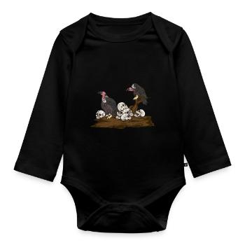 Skull Birds of Prey Bird of Prey Gift Vulture - Organic Longsleeve Baby Bodysuit - black - Front