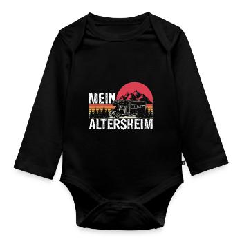 Mein Altersheim Rente Wohnmobil Urlauber Rentner - Baby Bio-Langarm-Body - Schwarz - Vorne
