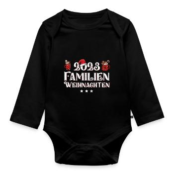 WEIHNACHTSOUTFIT FAMILIE RENTIER GRAFIK - Baby Bio-Langarm-Body - Schwarz - Vorne