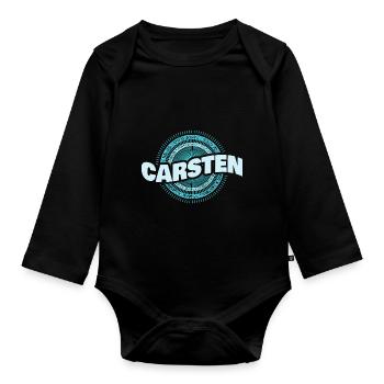 Carsten als Geschenkidee - Baby Bio-Langarm-Body - Schwarz - Vorne