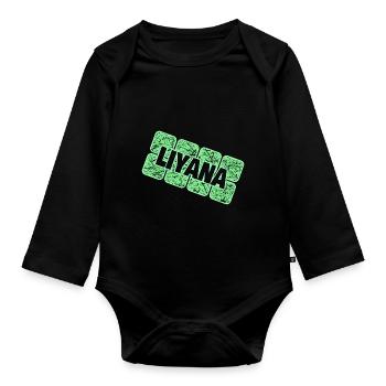 Liyana as a first name - Organic Longsleeve Baby Bodysuit - black - Front