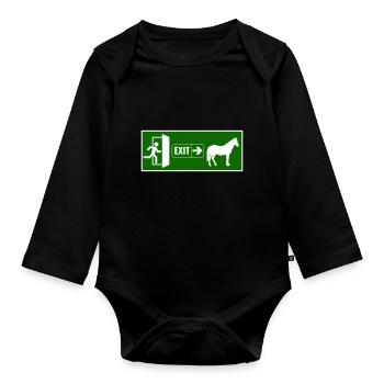 Exit raus zum pferd - Baby Bio-Langarm-Body - Schwarz - Vorne