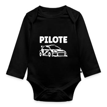 Humour pilote de rallye - Body Bébé bio manches longues - noir - Devant