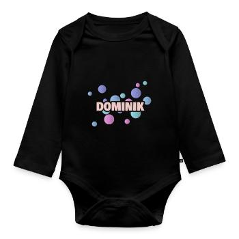 Geschenk für Dominik - Baby Bio-Langarm-Body - Schwarz - Vorne