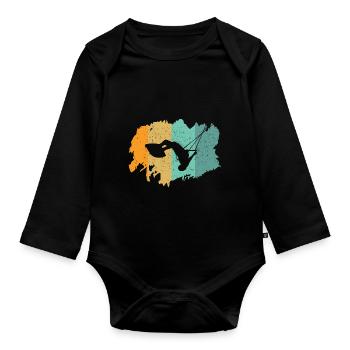 Kitesurfing - Baby Bio-Langarm-Body - Schwarz - Vorne