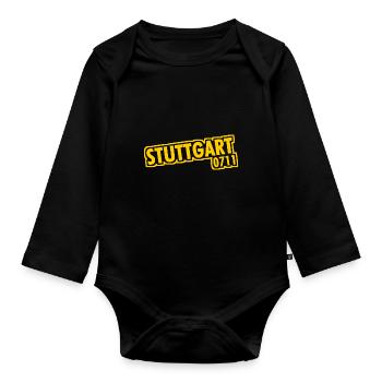 Stuttgart - 0711 - Area Code - Baden-Württemberg - Organic Longsleeve Baby Bodysuit - black - Front