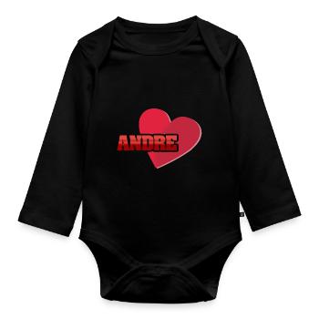 Gift for Andre - Organic Longsleeve Baby Bodysuit - black - Front