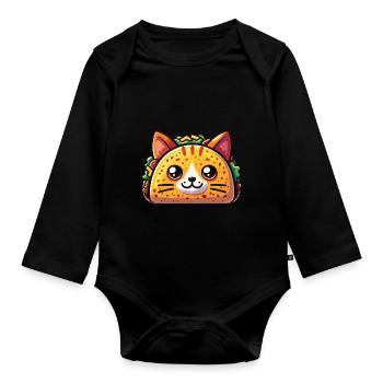 Taco Cat Mexikanisches Essen - Baby Bio-Langarm-Body - Schwarz - Vorne