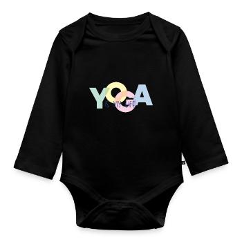 YOGA is my life - Baby Bio-Langarm-Body - Schwarz - Vorne