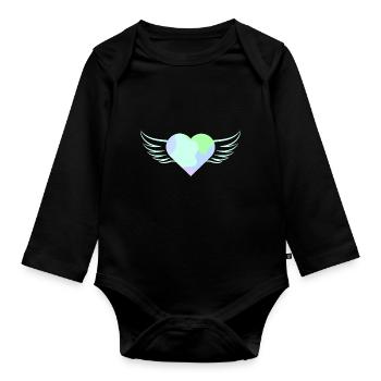 Pastel Heart with Wings - ApriNoeScor - Organic Longsleeve Baby Bodysuit - black - Front