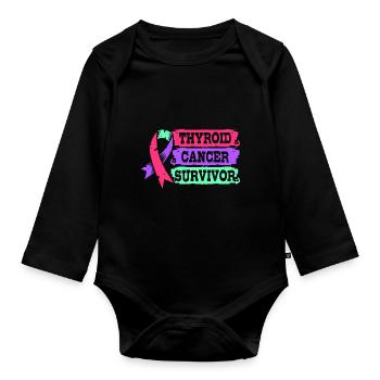 Thyroid cancer - Organic Longsleeve Baby Bodysuit - black - Front