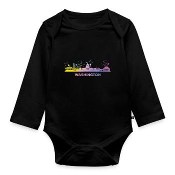 Washingtoner Skyline Washington - Body Bébé bio manches longues - noir - Devant