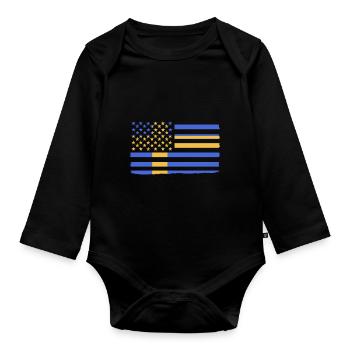 Sweden Swedish - Organic Longsleeve Baby Bodysuit - black - Front