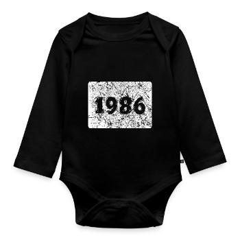 1986 - Organic Longsleeve Baby Bodysuit - black - Front