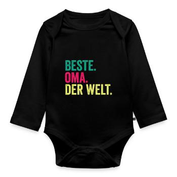 Großmutter Oma - Baby Bio-Langarm-Body - Schwarz - Vorne