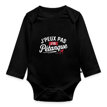 Ich kann nicht, ich habe Petanque - Baby Bio-Langarm-Body - Schwarz - Vorne