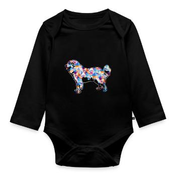 Great Pyrenees Geometric - Organic Longsleeve Baby Bodysuit - black - Front