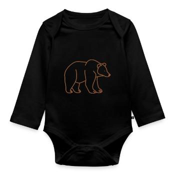 Grizzly bear cub - Organic Longsleeve Baby Bodysuit - black - Front