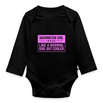Badminton - Organic Longsleeve Baby Bodysuit - black - Front