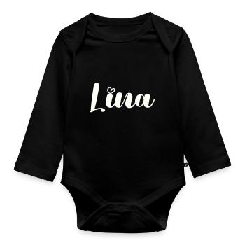 lina name - Baby Bio-Langarm-Body - Schwarz - Vorne