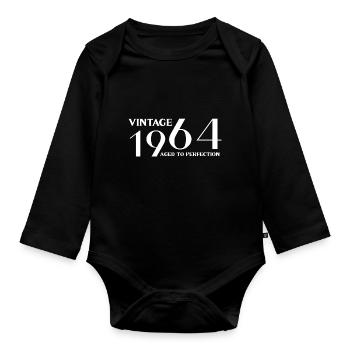 Jahrgang 1964 bis zur Perfektion gealtert - Baby Bio-Langarm-Body - Schwarz - Vorne