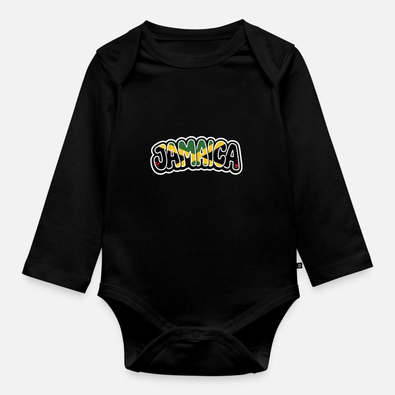 JAMAICA Graffiti - Baby Bio-Langarm-Body - Schwarz