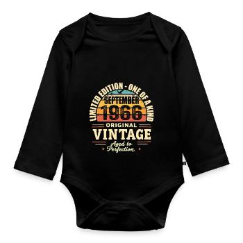 September 1966 Gift 1966 Vintage September 1966 - Organic Longsleeve Baby Bodysuit - black - Front